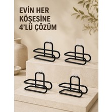 Epilons Delmeden Monte Tuvalet Kağıdı Askısı Siyah Metal Yapışkanlı Banyo Kağıtlığı 4’lü Set