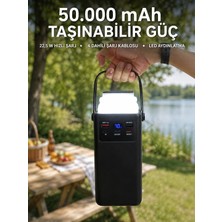 Epilons LED Aydınlatmalı Powerbank 50.000 Mah 22,5 W Hızlı Şarj 4 Dahili Kablolu Dijital Pil Göstergeli Batarya