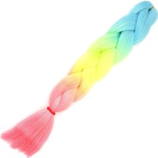 Trendexa Simli Açık Mavi / Neon Sarı / Pembe Ombreli Örgülük 100 Gr.