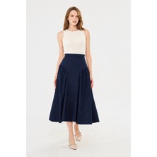 Farbe Er Fashion Khak Lacivert Midi Boy Etek