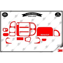 FD Damla Etiket Ford Transit 2000-2006 Torpido Konsol Trim Göğüs Maun Kaplama Set 13 Parça Kırmızı