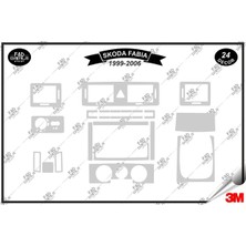 FD Damla Etiket Skoda Fabia 1999-2006 Torpido Konsol Trim Göğüs Maun Kaplama Set 24 Parça Gümüş
