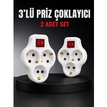 Epilons 3’lü Priz Çoklayıcı 2 Adet Set Anahtarlı Kablosuz Duvar Tipi Priz Çoğaltıcı