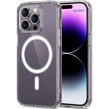 Bzontech iPhone 14 Pro Max Uyumlu Yumuşak Magsafe Kablosuz Şarj Destekli Şeffaf Kılıf Kamera Için Yükseltilmiş Çerçeve