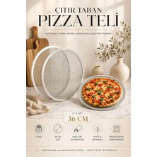 Pizza Teli 2'li Set 36 cm Çıtır Taban Hamur Pişirme Izgarası Gözenekli Fırın Tepsisi Lahmacu