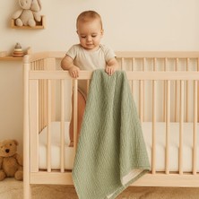 %100 Pamuk Müslin Bebek Battaniyesi 4 Katlı Çağla Yeşili Renk 100X120 cm