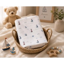 %100 Pamuk Müslin Bebek Örtüsü – Çok Amaçlı Müslin Battaniye - 100 x 100 cm (Beyaz-Kırmızı