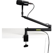 Shure By Gator Premium Düşük Profilli Masaüstü Mikrofon Bom Standı; Podcast, Akış ve Ev Ofis