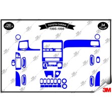 FD Damla Etiket Toyota Carina 1995-1998 Torpido Konsol Trim Göğüs Maun Kaplama Set 34 Parça Mavi