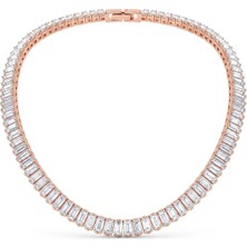 Nur Atelier Rose Gold Kaplama Baget Kesim Zirkon Taşlı Su Yolu Kolye
