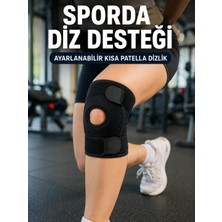 Shoppingfestr Sporcu Dizliği Açık Patella Tasarımlı Ayarlanabilir Cırtlı Kısa Diz Desteği Tk