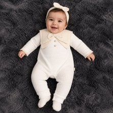 Mummys Love Kız Bebek Fiyonk Yakalı Tulum - Ekru
