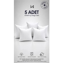 İz Home 5 Adet Premium Ultra Dolgun Kare Kırlent Iç Yastık | Orijinal Silikon Dolgu | Koltuk Köşe Yastık | Vakumlu Ambalaj