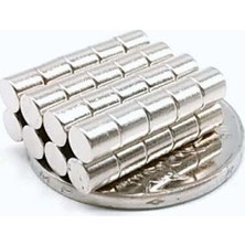 By Manyetik 100 Adet 4 x 4 mm Yuvarlak Güçlü Neodyum Mıknatıs Çap 4 mm Kalınlık 4 mm