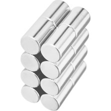 By Manyetik 10 Adet 10 x 15 mm Yuvarlak Güçlü Neodyum Mıknatıs Çap 10 mm Kalınlık 15 mm