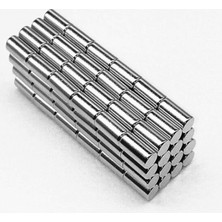 By Manyetik 100 Adet 5 x 10 mm Yuvarlak Güçlü Neodyum Mıknatıs Çap 5 mm Kalınlık 10 mm