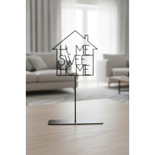Bafidica Masa Üstü Dekoratif Obje Home Sweet Home Art Deco Siyah Metal Ofis Aksesuarı Yükseklik: 18 cm