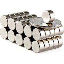 By Manyetik 25 Adet 10 x 5 mm Yuvarlak Güçlü Neodyum Mıknatıs Çap 10 mm Kalınlık 5 mm