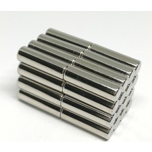 By Manyetik 20 Adet 6 x 25 mm Yuvarlak Güçlü Neodyum Mıknatıs Çap 6 mm Kalınlık 25 mm