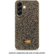 Skyarmor Samsung A56 Uyumlu Kafie Iç Yüzey Tasarımlı Taşlı Işıltılı Parlak Pırlanta Kılıf Dia Plus