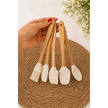 MİEN 5 ' Li Mini Bambu Spatula Seti - Beyaz