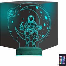 Luvivia Astronot Ay Gezegen 3D Lamba - Masa Gece Lambası