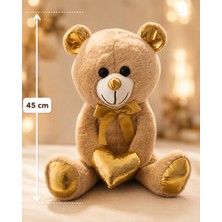 Ponikido 45 cm Altın Kalpli Peluş Ayıcık