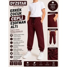 Dyzstar Erkek Çocuk Cepli Eşofman Altı Bordo Compact Penye Lastikli Paça Rahat Kalıp Okul ve Günlük Kullanıma Uygun