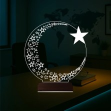 Luvivia Ay Yıldız Türk Bayrağı 3D Lamba - Masa Gece Lambası