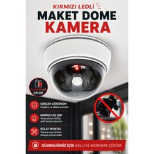 Ecuy Kırmızı Ledli Pilli Maket Güvenlik Kamerası Dome Tip Maket Kamera Iç Mekan Duvar ve Tavan Maket Kamera