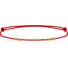 Femenino Gold Boncuklu Kırmızı Ip Minimal Halhal
