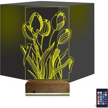 Luvivia Lale Çiçek 3D Lamba - Masa Gece Lambası