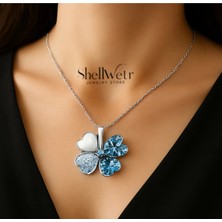 ShellWetr Blueclover Mavi Taşlı Şans Yoncası 925 Ayar Gümüş Kadın Kolye | Zarif & Işıltılı Tasarım