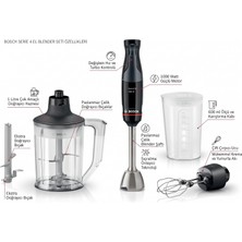 Bosch Dinamik Hız Kontrollü Çok Amaçlı Paslanmaz Çelik El Blender Seti - Doğrayıcı, Çırpıcı, Ölçü Kabı Aksesuarlı, Sıçrama Karşıtı Özel Tasarım, Üstün Performans, Siyah Renk