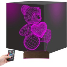 Luvivia Ayıcık Kalp Seni Seviyorum 3D Lamba - Masa Gece Lambası