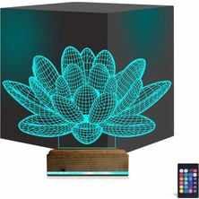 Luvivia Lotus Çiçek Yoga 3D Lamba - Masa Gece Lambası