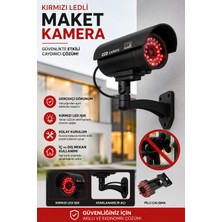 Ecuy Kırmızı Ledli Pilli Maket Güvenlik Kamerası Bullet Tip Maket Kamera Iç ve Dış Mekan Duvara Montajlı