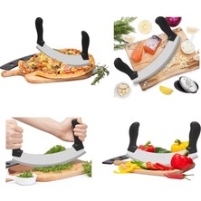 Veraura Lifestyle Satır Kıyma Bıçağı - Yarım Ay Modeli - Sebze Doğrama Satırı - Pizza Dilimleme Bıçağı - Paslanmaz Çelik