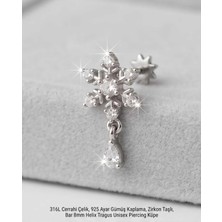 Begonia Accessories 316L Cerrahi Çelik Gümüş Kaplama Kararmaz Alerji Yapmaz Zirkon Taş Figür Unisex Tragus Helix Küpe PIERCING-178-3