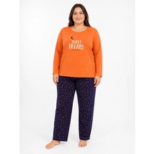 Fames Büyük Beden Sweet Dreams Mevsimlik Turuncu Pijama Takımı