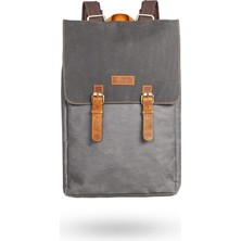 Gillario Design 02 15.6 Inch Gri Kanvas (Siyah Kapak) Laptop Sırt Çantası