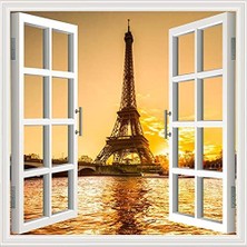 Renas Store Pencere Poster Duvar Kağıdı Paris Akşam Yapışkanlı Sticker