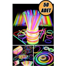 Herfie 50 Adet Parti Eğlence Doğum Günü Parlayan Fosforlu Neon Renkli Eklenebilen Çubuklar