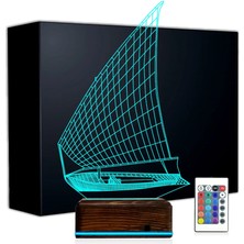 Luvivia Yelkenli Gemi Kaptan 3D Lamba - Masa Gece Lambası