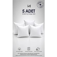 İz Home 5 Adet Premium Ultra Dolgun Kare Kırlent Iç Yastık | Orijinal Silikon Dolgu | Koltuk Köşe Yastık | Vakumlu Ambalaj