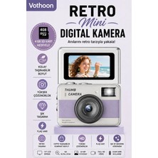 Vothoon Retro Mini Dijital Kamera 1080P 1.47 Inç Flip Ekranlı Flaşlı Selfie Vlog Kamerası 4gb Sd Hediyeli
