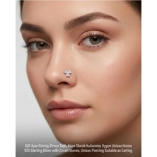 Begonia Accessories 925 Ayar Gümüş Zirkon Taşlı Unisex Hızma Küpe Çivi Halka Minimal Şık Modern Tasarım 178-3