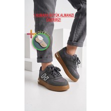 Prokids Unisex Cırtlı ve Bağcıklı Sneaker H Model - Günlük Rahat Taban Spor Ayakkabı + Çorap Hediye