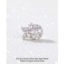 Begonia Accessories 925  Ayar Gümüş Zirkon Taşlı Unisex Hızma Küpe Çivi Halka Minimal Şık Modern Tasarım 178-19