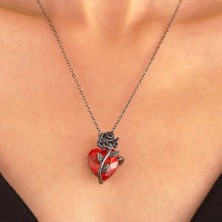 ShellWetr Heartrose Gül & Kalp Detaylı Kadın Kolye | Gotik| Gizemli & Şık Tasarım